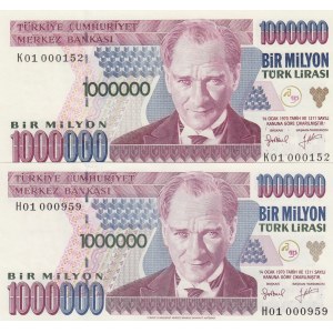 Turkey, 1.000.000 Lira, 1996, UNC, p209a, (Total 2 banknotes)