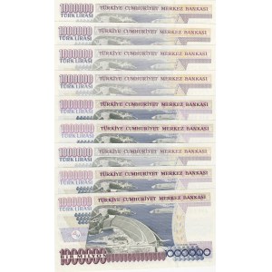 Turkey, 1.000.000 Lira, 1996/2002, UNC, (Total 9 banknotes)