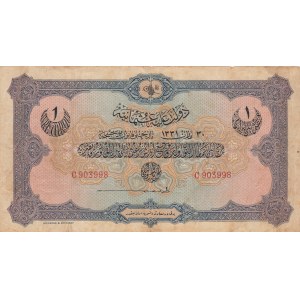 Turkey, Ottoman Empire, 1 Lira, 1915, FINE, p69