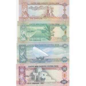 United Arab Emirates, 5-10-20-50 Dirhams, UNC, (Total 4 banknotes)