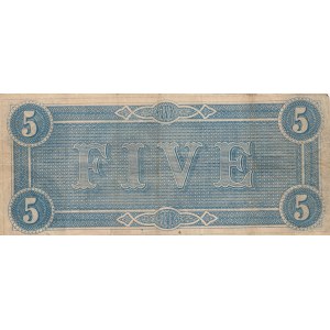 Confederate States of America, 5 Dollars, 1864, XF,