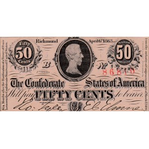 Confederate States of America, 50 Cents, 1863, UNC, p56