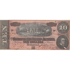 Confederate States of America, 10 Dollars, 1864, XF, p68
