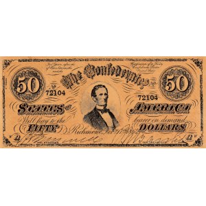Confederate States of America, 50 Dollars, 1864, VF, p70