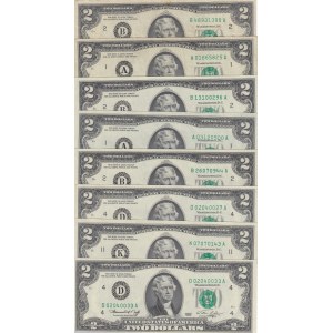 United States of America, 2 Dollars, 1976, p461, (Total 8 banknotes)