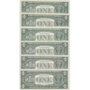 United States of America, 1 Dollar, 1963, UNC, (Total 6 banknotes)