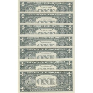 United States of America, 1 Dollar, UNC, (Total 7 banknotes)