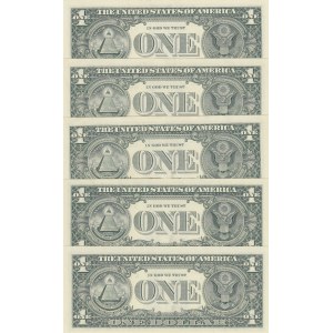 United States of America, 1 Dollar, (Total 5 banknotes)