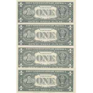 United States of America, 1 Dollar, UNC, (Total 4 banknotes)