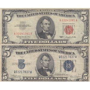 United States of America, 5 Dollars, VF, (Total 2 banknotes)