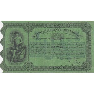 Uruguay, 1 Peso, 1870, VF, p110