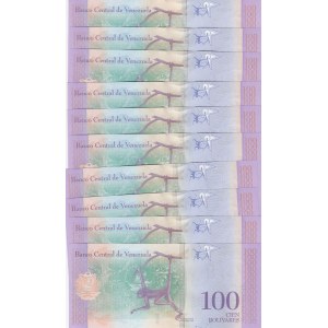 Venezuela, 100 Bolivares, 2018, UNC, pNew, (Total 10 banknotes)