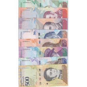 Venezuela, 2-5-10-20-50-100-200-500 Bolivares, 2018, UNC, pNew, (Total 8 banknotes)