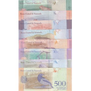 Venezuela, 2-5-10-20-50-100-200-500 Bolivares, 2018, UNC, pNew, (Total 8 banknotes)