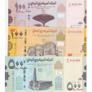 Yemen Arab Republic, 100-200-500 Rials, 2017, UNC, (Total 3 banknotes)