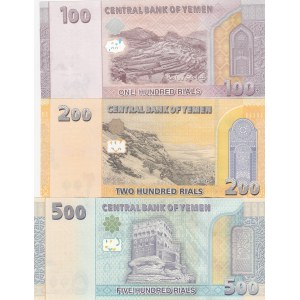 Yemen Arab Republic, 100-200-500 Rials, 2017, UNC, (Total 3 banknotes)