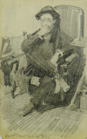 Józef Mehoffer (1869-1946), Portret mężczyzny z założonymi nogami, siedzącego na krześle