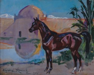 Wojciech Kossak (1856-1942), Koń na tle miasta Fez, 1936