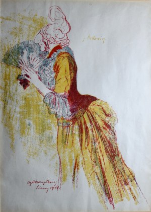 Antoni Procajłowicz (1877-1949), Helena Arkawin; z „Teki Melpomeny. Autolitografie (Karykatury artystów w rolach)”, Kraków 1904