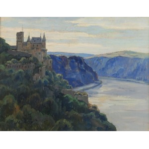 Marius SKOV (1885-1964), Zamek w Katz z mityczną górą Lorelei nad Renem