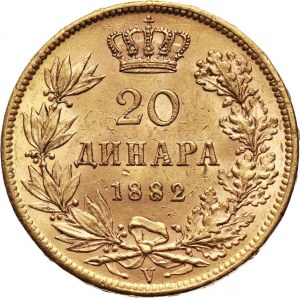 Serbia, Milan I, 20 dinarów 1882 V, Wiedeń
