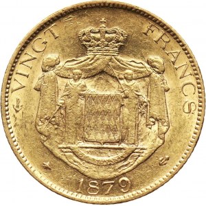 Monaco, Charles III, 20 francs 1879 A, Paris