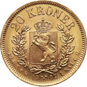 Norway, Oscar II, 20 Kroner 1902