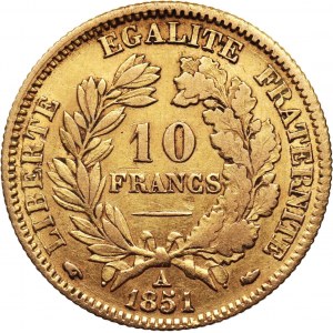 Francja, 10 franków 1851 A, Paryż