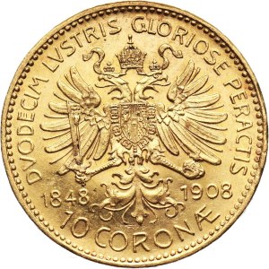 Austria, Franz Josef I, 10 Corona 1908, Vienna, 60th Anniversary of Reign