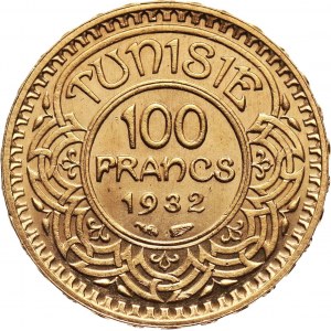 Tunezja, Ahmad Pasha Bey, 100 franków 1932 (AH1351)