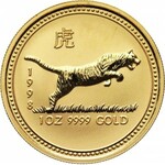 Australia, zestaw 3 złotych monet z 1998 roku, Rok Tygrysa