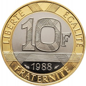 France, 10 Francs 1988, Spirit of Bastille, Bimetal