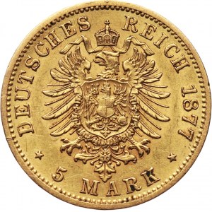 Germany, Prussia, Wilhelm I, 5 Mark 1877 A, Berlin