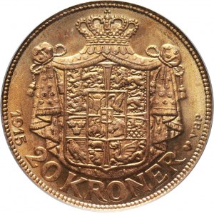 Dania, Krystian X, 20 koron 1915 VBP, Kopenhaga