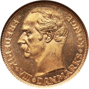 Dania, Fryderyk VIII, 10 koron 1908 VBP, Kopenhaga