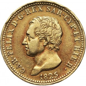 Italy, Sardinia, Carlo Felice, 40 Lire 1825 P, Genoa