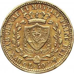 Włochy, Sardynia, Karol Feliks, 40 lirów 1825 P, Genua