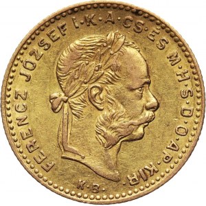 Węgry, Franciszek Józef I, 4 forinty = 10 franków 1885 KB, Kremnica