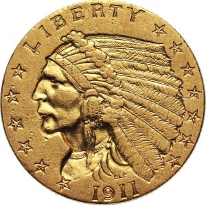 USA, 2 1/2 Dollars 1911, Philadelphia, Indian head