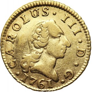 Hiszpania, Karol III, 1/2 escudo 1761 M-JP, Madryt