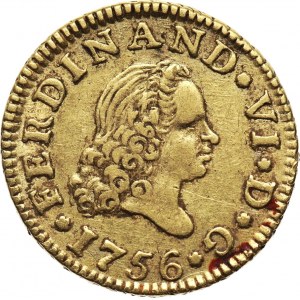 Spain, Ferdinand VI, 1/2 Escudo 1756 M-JB, Madrid