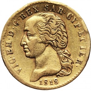 Włochy, Sardynia, Wiktor Emanuel I, 20 lirów 1818 L, Turyn