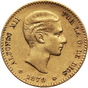 Hiszpania, Alfons XII, 10 peset 1878 (18-78), Madryt