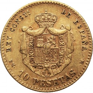 Hiszpania, Alfons XII, 10 peset 1878 (18-78), Madryt