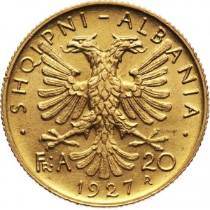 Albania, Amet Zogu, 20 Franga Ari 1927 R, Rome