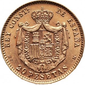 Spain, Alfonso XIII, 20 Pesetas 1896 (19-62), restrike