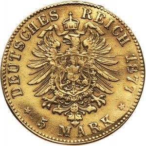 Germany, Saxony, Albert, 5 Mark 1877 E, Dresden
