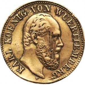 Germany, Wurttemberg, Karl I, 5 Mark 1877 E, Dresden