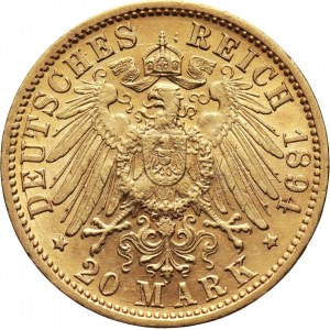 Niemcy, Badenia, Fryderyk I, 20 marek 1894 G, Karlsruhe