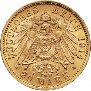 Niemcy, Badenia, Fryderyk II, 20 marek 1914 G, Karlsruhe